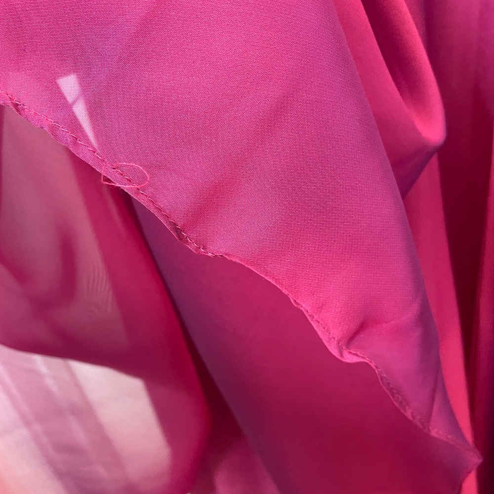 Mac Duggal One Shoulder Dress Bow Pleated Chiffon Gown Raspberry Pink NWT 14 - Picture 9 of 12